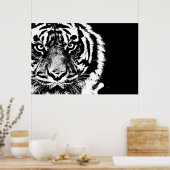 Black & White Sumatran Borneo Tiger Poster (Küche)