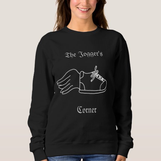 Black & White Sweatshirt "The Jogger's Corner" (Vorderseite)