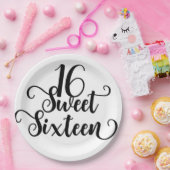 Black & White Sweet 16 Geburtstagsparty Pappteller (Party)