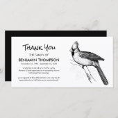 Black & White Symbolic Kardinal Beerdigung Danke (Vorne/Hinten)