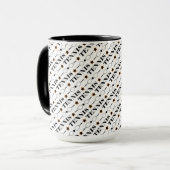 Black & White Tennis Sporttypografie Pattern Tasse (Vorderseite Links)