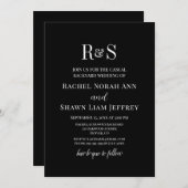 Black & White Text Monogram Backyard Wedding Einladung (Vorne/Hinten)