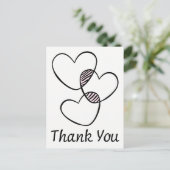 Black & White Thank You Hearts Wedding Party Postkarte (Stehend Vorderseite)