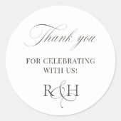 Black & White Thank You Wedding Favor Sticker (Vorderseite)