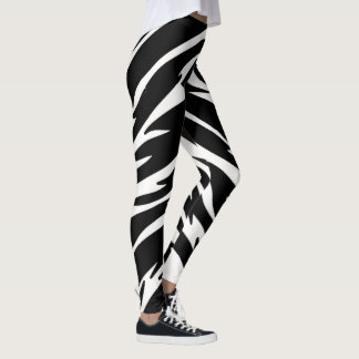 Black White Tiger Leggings - Animal Print Yoga Pan