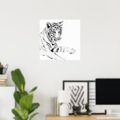 Black & White Tiger Sketch Poster (Heimbüro)