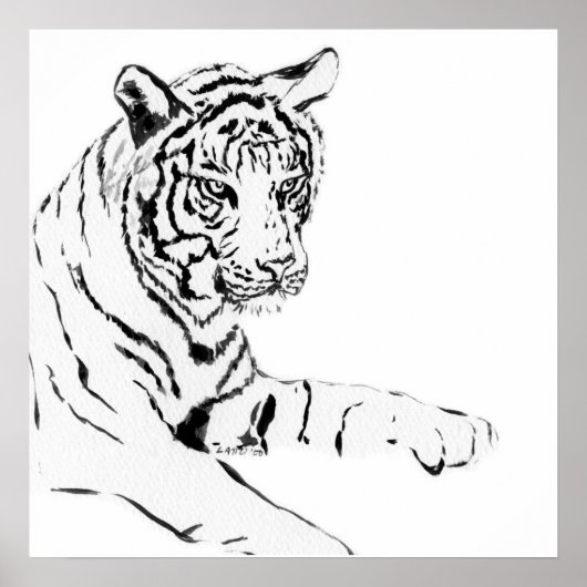 Black & White Tiger Sketch Poster (Vorne)