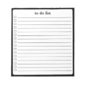Black White To Do List Minimalist Teacher Notizblock (Vorderseite)