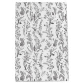 Black White Toile Elegant Floral Mittlere Geschenktüte (Vorderseite)