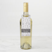 Black White Toile Floral Custom Name Gift Flaschenanhänger (Auf Flasche)