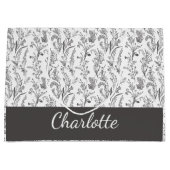 Black White Toile Floral Custom Name Große Geschenktüte (Vorderseite)