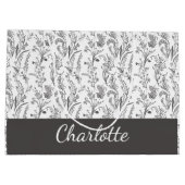 Black White Toile Floral Custom Name Große Geschenktüte (Rückseite)