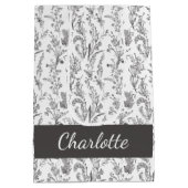 Black White Toile Floral Custom Name Mittlere Geschenktüte (Rückseite)