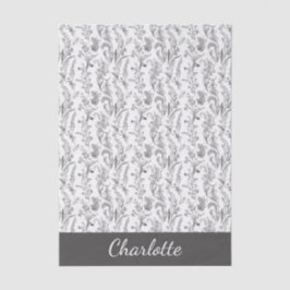 Black White Toile Floral Custom Name Seidenpapier