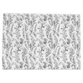 Black White Toile Floral Elegant Große Geschenktüte (Rückseite)