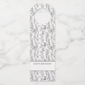 Black White Toile Floral Gift Flaschenanhänger (Vorderseite)