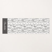 Black White Toile Floral Pattern Custom Name Yogamatte (Vorderseite (Horizontal))