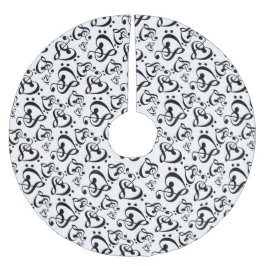 Black White Treble Bass Clef Herzensmusik Weihnach Polyester Weihnachtsbaumdecke