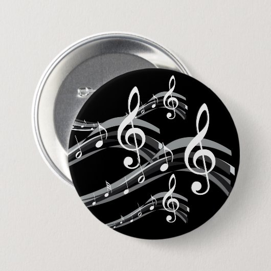 Black & White Treble Schlüssel Button (Vorne & Hinten)