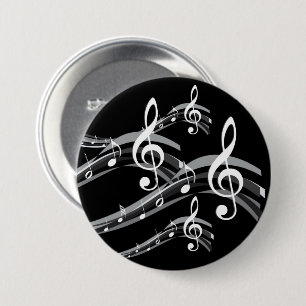 Black & White Treble Schlüssel Button
