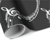 Black & White Treble Schlüssel Geschenkpapier (Rolleneckpunkt)