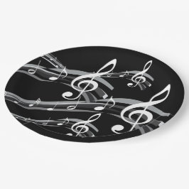 Black & White Treble Schlüssel Pappteller