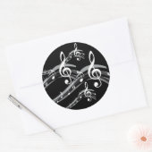 Black & White Treble Schlüssel Runder Aufkleber (Umschlag)