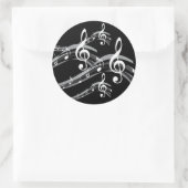 Black & White Treble Schlüssel Runder Aufkleber (Tasche)