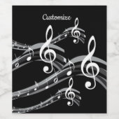 Black & White Treble Schlüssel Weinetikett (Einzelnes Label)