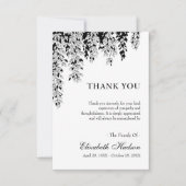 Black White Tree Branch Bereavement Funeral Dankeskarte (Vorderseite)