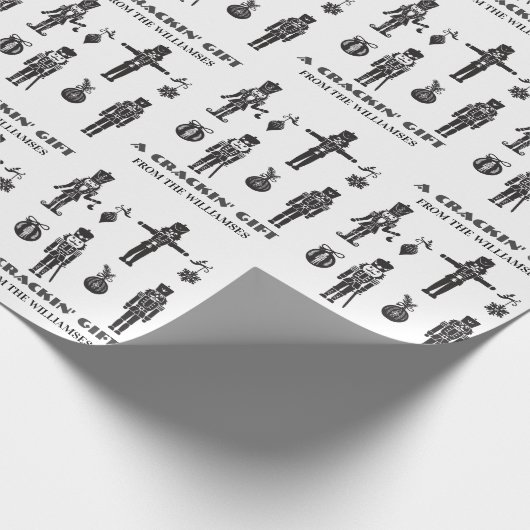 Black & White Trendy Nutcracker Crackin' Geschenk Geschenkpapier (Ecke)