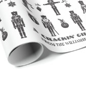 Black & White Trendy Nutcracker Crackin' Geschenk Geschenkpapier (Rolleneckpunkt)