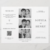 Black White Tri Fold Wedding Program QR Code Flyer (Vorne)