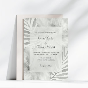 Black & White Tropical Beach Palm Hibiskus Hochzei Einladung