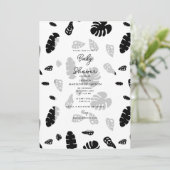 Black & White Tropical Summer Blätter Babydusche Einladung (Stehend Vorderseite)