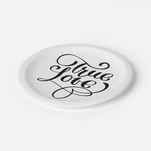 Black & White True Love Pappteller (Schrägansicht)