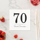 Black White Typography Seventy Name 70th Birthday Serviette (Beispiel)