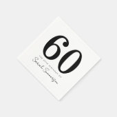 Black White Typography Sixty Name 60th Birthday Serviette (Ecke)