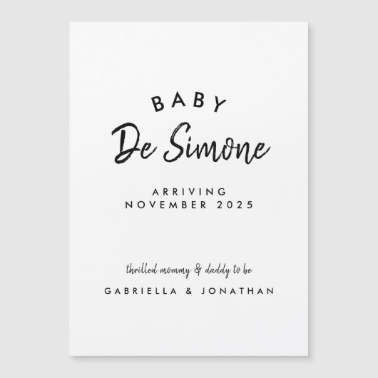 Black White Typogrpahy Pregnancy Magnetic Card Magnetkarte (Vorderseite)