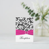 Black, White und Fuchsia Damask Einsteckkarte Begleitkarte (Stehend Vorderseite)
