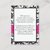 Black, White und Fuchsia Damask Einsteckkarte Begleitkarte (Rückseite)