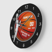 Black, White und Silver Basketball Geschenke für J Große Wanduhr (Winkel)
