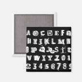 Black & White Urban Graffiti Schriftart ABC & 123 Magnet (Vorderseite/Rückseite)