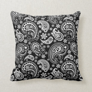 Black & WHite Verziert Paisley Pattern Kissen