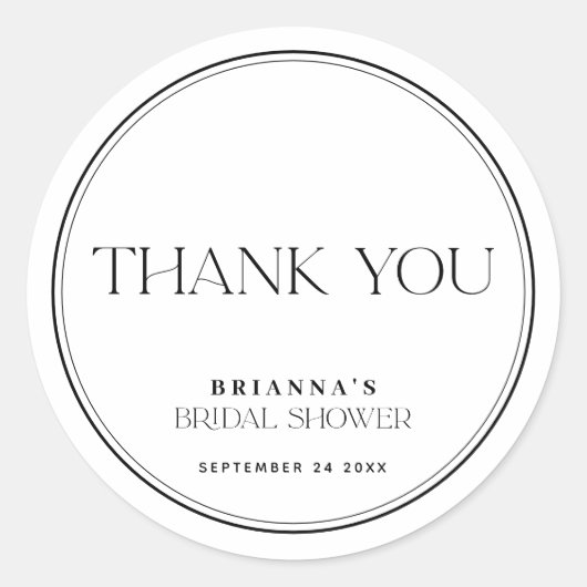 Black & White Vielen Dank Brautparty Runder Aufkleber (Vorderseite)