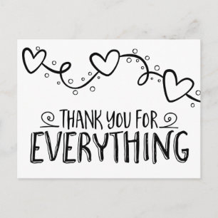 Black & White Vielen Dank für Ihre Herzen Hochzeit Postkarte