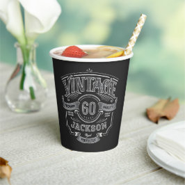 Black & White Vintage Aged To Perfection Birthday Pappbecher