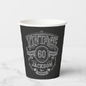 Black & White Vintage Aged To Perfection Birthday Pappbecher (Vorderseite)