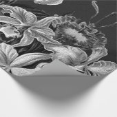 Black&White Vintage Blumen Geschenkpapier (Ecke)