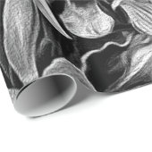 Black&White Vintage Blumen Geschenkpapier (Rolleneckpunkt)